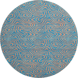 Piper Looms Mayfield Swirls AMF1031 Teal Machine Washable Area Rug Round Main Image