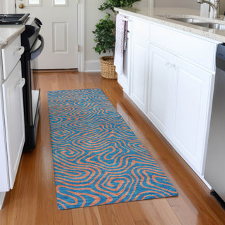 Piper Looms Mayfield Swirls AMF1031 Teal Machine Washable Area Rug Runner Lifestyle Image Feature