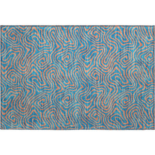 Piper Looms Mayfield Swirls AMF1031 Teal Machine Washable Area Rug Scatter Main Image
