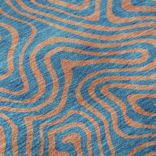 Piper Looms Mayfield Swirls AMF1031 Teal Machine Washable Area Rug Swatch Image