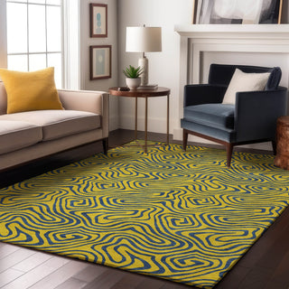Piper Looms Mayfield Swirls AMF1031 Yellow Machine Washable Area Rug Lifestyle Image Feature