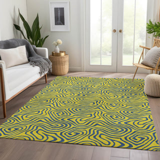 Piper Looms Mayfield Swirls AMF1031 Yellow Machine Washable Area Rug Lifestyle Image Feature