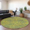 Piper Looms Mayfield Swirls AMF1031 Yellow Machine Washable Area Rug Round Lifestyle Image Feature
