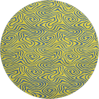 Piper Looms Mayfield Swirls AMF1031 Yellow Machine Washable Area Rug Round Main Image
