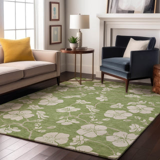 Piper Looms Mayfield Floral AMF1032 Aloe Machine Washable Area Rug Lifestyle Image Feature