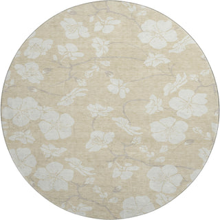 Piper Looms Mayfield Floral AMF1032 Beige Machine Washable Area Rug Round Main Image