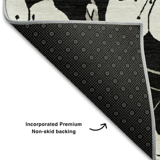 Piper Looms Mayfield Floral AMF1032 Black Machine Washable Area Rug Backing Image