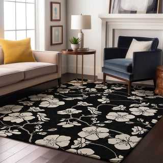 Piper Looms Mayfield Floral AMF1032 Black Machine Washable Area Rug Lifestyle Image Feature