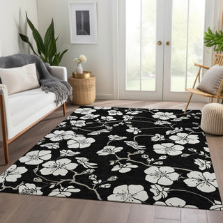 Piper Looms Mayfield Floral AMF1032 Black Machine Washable Area Rug Lifestyle Image Feature