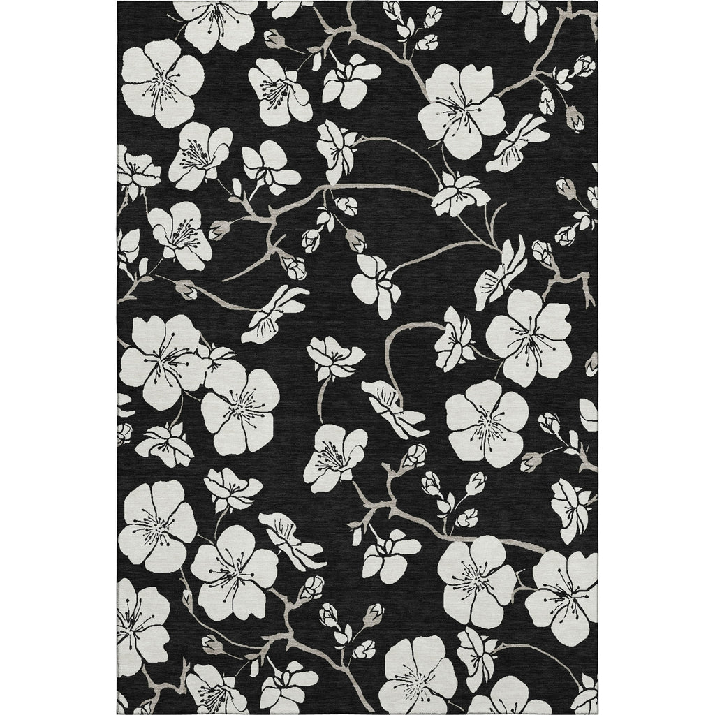 Piper Looms Mayfield Floral AMF1032 Black Machine Washable Area Rug main image