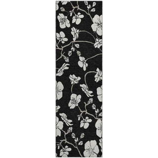 Piper Looms Mayfield Floral AMF1032 Black Machine Washable Area Rug Runner Main Image