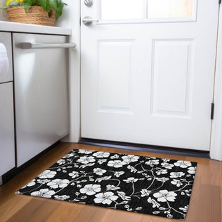 Piper Looms Mayfield Floral AMF1032 Black Machine Washable Area Rug Scatter Lifestyle Image Feature