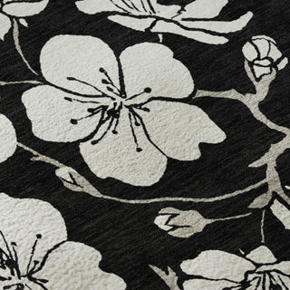 Piper Looms Mayfield Floral AMF1032 Black Machine Washable Area Rug Swatch Image