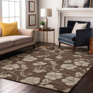 Piper Looms Mayfield Floral AMF1032 Brown Machine Washable Area Rug Lifestyle Image Feature