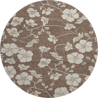 Piper Looms Mayfield Floral AMF1032 Brown Machine Washable Area Rug Round Main Image