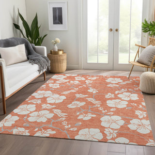 Piper Looms Mayfield Floral AMF1032 Coral Machine Washable Area Rug Lifestyle Image Feature