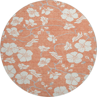 Piper Looms Mayfield Floral AMF1032 Coral Machine Washable Area Rug Round Main Image