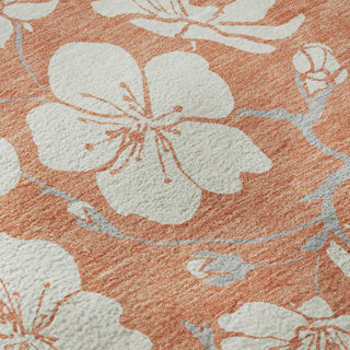 Piper Looms Mayfield Floral AMF1032 Coral Machine Washable Area Rug Swatch Image