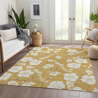 Piper Looms Mayfield Floral AMF1032 Gold Machine Washable Area Rug Lifestyle Image Feature