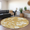 Piper Looms Mayfield Floral AMF1032 Gold Machine Washable Area Rug Round Lifestyle Image Feature