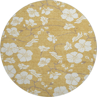 Piper Looms Mayfield Floral AMF1032 Gold Machine Washable Area Rug Round Main Image