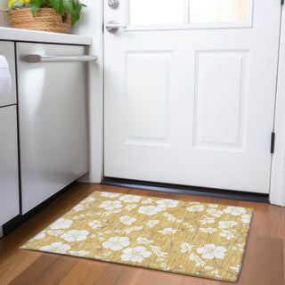Piper Looms Mayfield Floral AMF1032 Gold Machine Washable Area Rug Scatter Lifestyle Image Feature