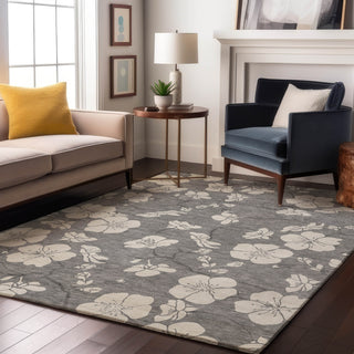 Piper Looms Mayfield Floral AMF1032 Gray Machine Washable Area Rug Lifestyle Image Feature