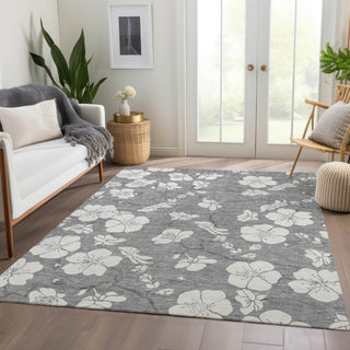 Piper Looms Mayfield Floral AMF1032 Gray Machine Washable Area Rug Lifestyle Image Feature