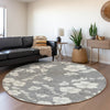 Piper Looms Mayfield Floral AMF1032 Gray Machine Washable Area Rug Round Lifestyle Image Feature