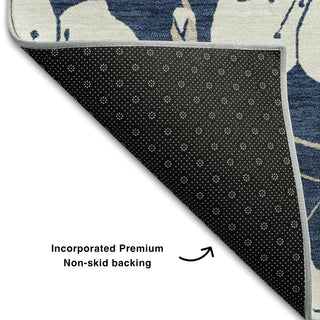 Piper Looms Mayfield Floral AMF1032 Navy Machine Washable Area Rug Backing Image