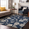 Piper Looms Mayfield Floral AMF1032 Navy Machine Washable Area Rug Lifestyle Image Feature