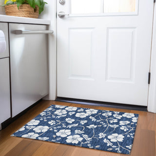 Piper Looms Mayfield Floral AMF1032 Navy Machine Washable Area Rug Scatter Lifestyle Image Feature