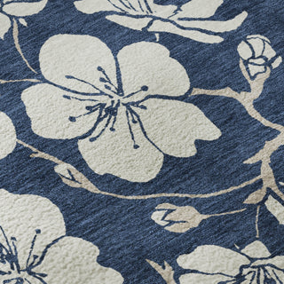 Piper Looms Mayfield Floral AMF1032 Navy Machine Washable Area Rug Swatch Image