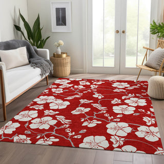Piper Looms Mayfield Floral AMF1032 Red Machine Washable Area Rug Lifestyle Image Feature