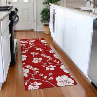 Piper Looms Mayfield Floral AMF1032 Red Machine Washable Area Rug Runner Lifestyle Image Feature