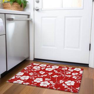 Piper Looms Mayfield Floral AMF1032 Red Machine Washable Area Rug Scatter Lifestyle Image Feature