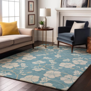 Piper Looms Mayfield Floral AMF1032 Sky Machine Washable Area Rug Lifestyle Image Feature