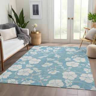 Piper Looms Mayfield Floral AMF1032 Sky Machine Washable Area Rug Lifestyle Image Feature