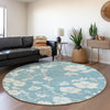 Piper Looms Mayfield Floral AMF1032 Sky Machine Washable Area Rug Round Lifestyle Image Feature