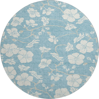 Piper Looms Mayfield Floral AMF1032 Sky Machine Washable Area Rug Round Main Image