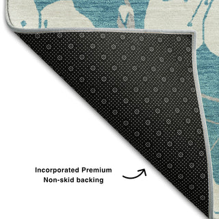 Piper Looms Mayfield Floral AMF1032 Turquoise Machine Washable Area Rug Backing Image