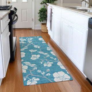 Piper Looms Mayfield Floral AMF1032 Turquoise Machine Washable Area Rug Runner Lifestyle Image Feature