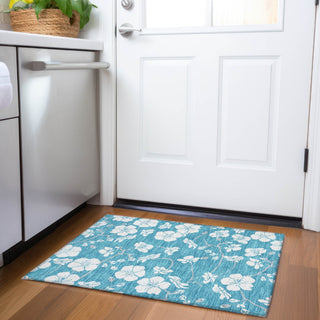 Piper Looms Mayfield Floral AMF1032 Turquoise Machine Washable Area Rug Scatter Lifestyle Image Feature