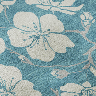 Piper Looms Mayfield Floral AMF1032 Turquoise Machine Washable Area Rug Swatch Image