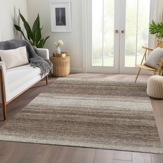 Piper Looms Mayfield Stripes AMF1033 Brown Machine Washable Area Rug Lifestyle Image Feature