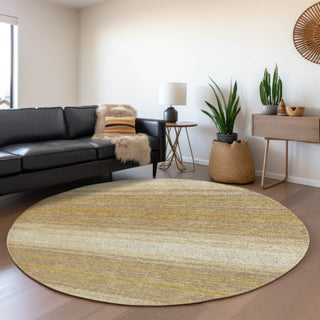 Piper Looms Mayfield Stripes AMF1033 Gold Machine Washable Area Rug Round Lifestyle Image Feature