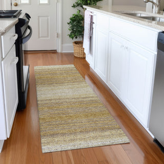Piper Looms Mayfield Stripes AMF1033 Gold Machine Washable Area Rug Runner Lifestyle Image Feature