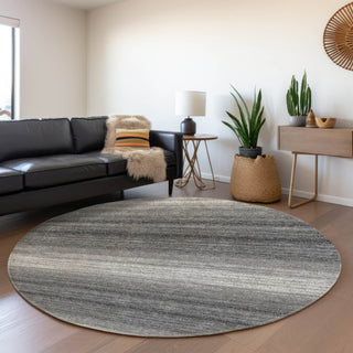 Piper Looms Mayfield Stripes AMF1033 Gray Machine Washable Area Rug Round Lifestyle Image Feature