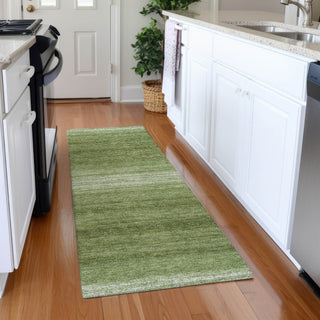 Piper Looms Mayfield Stripes AMF1033 Green Machine Washable Area Rug Runner Lifestyle Image Feature