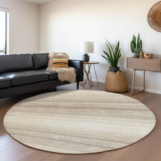 Piper Looms Mayfield Stripes AMF1033 Ivory Machine Washable Area Rug Round Lifestyle Image Feature
